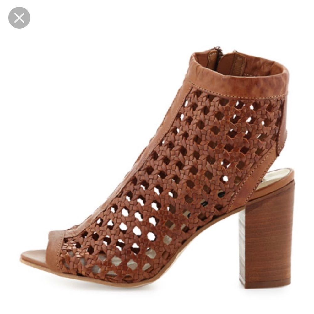 Real leather tan woven cage sandals 7